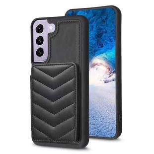 For Samsung Galaxy S21+ 5G BF26 Wave Pattern Card Bag Holder Phone Case(Black)