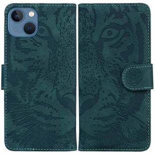For iPhone 15 Plus Tiger Embossing Pattern Leather Phone Case(Green)