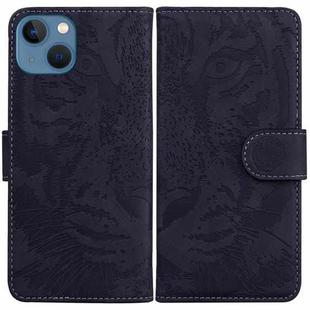 For iPhone 14 Plus Tiger Embossing Pattern Leather Phone Case(Black)