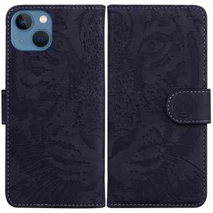 For iPhone 14 Tiger Embossing Pattern Leather Phone Case(Black)