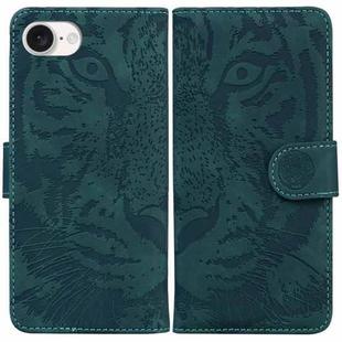 For iPhone SE 2024 Tiger Embossing Pattern Leather Phone Case(Green)