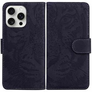 For iPhone 16 Pro Max Tiger Embossing Pattern Leather Phone Case(Black)