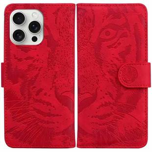 For iPhone 16 Pro Max Tiger Embossing Pattern Leather Phone Case(Red)