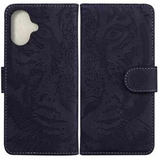 For iPhone 16 Plus Tiger Embossing Pattern Leather Phone Case(Black)