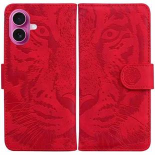 For iPhone 17 Tiger Embossing Pattern Leather Phone Case(Red)