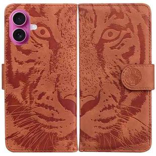 For iPhone 17 Tiger Embossing Pattern Leather Phone Case(Brown)