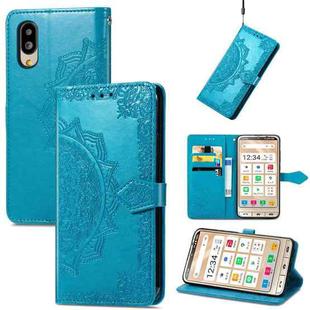 For Sharp Simple Sumaho 6 Mandala Flower Embossed Leather Phone Case(Blue)