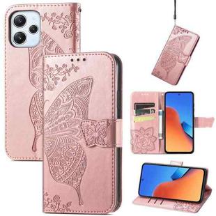 For Xiaomi Redmi 12  Butterfly Love Flower Embossed Flip Leather Phone Case(Rose Gold)