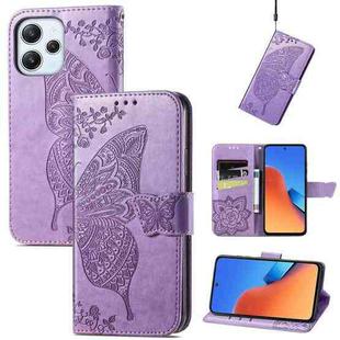 For Xiaomi Redmi 12  Butterfly Love Flower Embossed Flip Leather Phone Case(Light Purple)