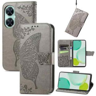 For Huawei nova 11i / Enjoy 60 Pro Butterfly Love Flower Embossed Flip Leather Phone Case(Grey)