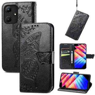 For Infinix Hot 30i Butterfly Love Flower Embossed Flip Leather Phone Case(Black)