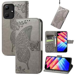 For Infinix Hot 30i Butterfly Love Flower Embossed Flip Leather Phone Case(Grey)
