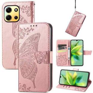For Infinix Note 30i  Butterfly Love Flower Embossed Flip Leather Phone Case(Rose Gold)