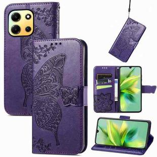 For Infinix Note 30i  Butterfly Love Flower Embossed Flip Leather Phone Case(Dark Purple)