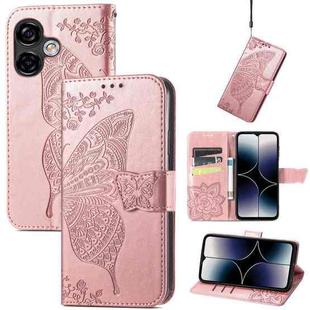 For Ulefone Note 16 Pro Butterfly Love Flower Embossed Leather Phone Case(Rose Gold)