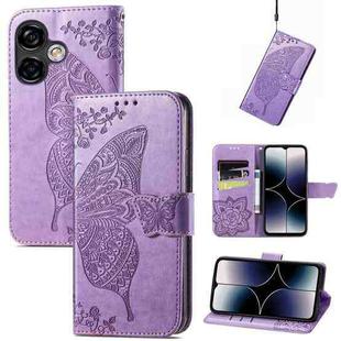 For Ulefone Note 16 Pro Butterfly Love Flower Embossed Leather Phone Case(Light Purple)