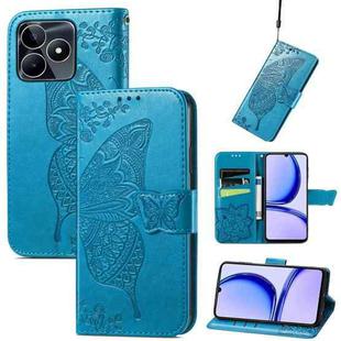 For Realme C53 Butterfly Love Flower Embossed Leather Phone Case(Blue)