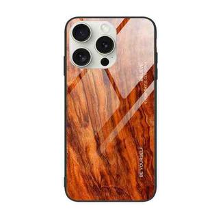 For iPhone 16 Pro Max Wood Grain Glass Phone Case(Light Brown)