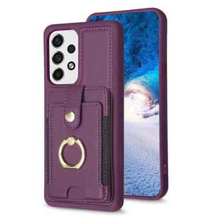 For Samsung Galaxy A13 5G / 4G BF27 Metal Ring Card Bag Holder Phone Case(Dark Purple)