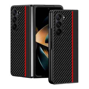 For Samsung Galaxy Z Fold5 Ultra-thin Carbon Fiber Texture Printing Phone Case(Black Red)