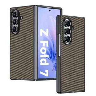 For Samsung Galaxy Z Fold7 Ultra-thin Carbon Fiber Texture Printing Phone Case(Gold)