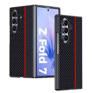 For Samsung Galaxy Z Fold7 Ultra-thin Carbon Fiber Texture Printing Phone Case(Black Red)