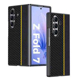 For Samsung Galaxy Z Fold7 Ultra-thin Carbon Fiber Texture Printing Phone Case(Black Yellow)
