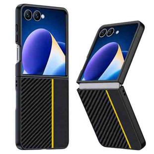 For Samsung Galaxy Z Flip7 Ultra-thin Carbon Fiber Texture Printing Phone Case(Black Yellow)