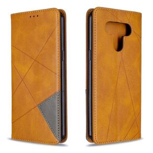 For LG K51 Rhombus Texture Horizontal Flip Magnetic Leather Case with Holder & Card Slots & Wallet(Yellow)