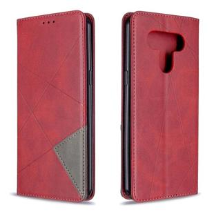 For LG K51 Rhombus Texture Horizontal Flip Magnetic Leather Case with Holder & Card Slots & Wallet(Red)
