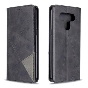 For LG K51 Rhombus Texture Horizontal Flip Magnetic Leather Case with Holder & Card Slots & Wallet(Black)