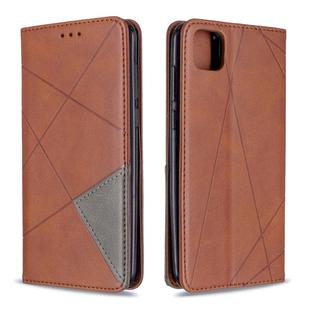 For Huawei Y5P / Honor 9S Rhombus Texture Horizontal Flip Magnetic Leather Case with Holder & Card Slots & Wallet(Brown)