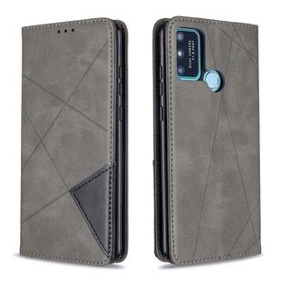 For Huawei Honor 9A Rhombus Texture Horizontal Flip Magnetic Leather Case with Holder & Card Slots & Wallet(Grey)