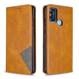 For Huawei Honor 9A Rhombus Texture Horizontal Flip Magnetic Leather Case with Holder & Card Slots & Wallet(Yellow)