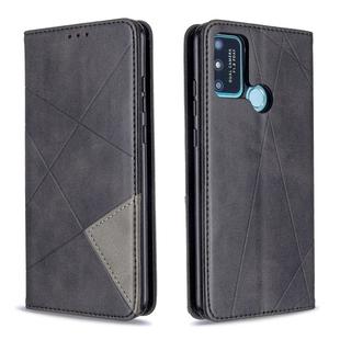 For Huawei Honor 9A Rhombus Texture Horizontal Flip Magnetic Leather Case with Holder & Card Slots & Wallet(Black)