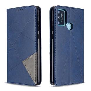 For Huawei Honor 9A Rhombus Texture Horizontal Flip Magnetic Leather Case with Holder & Card Slots & Wallet(Blue)