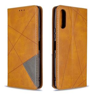 For Sony Xperia L4 Rhombus Texture Horizontal Flip Magnetic Leather Case with Holder & Card Slots & Wallet(Yellow)
