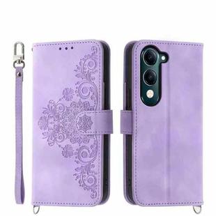 For vivo Y29s 5G / Y04 4G Skin Feel Flowers Embossed Wallet Leather Phone Case(Purple)