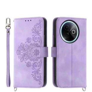 For vivo Y39 5G Skin Feel Flowers Embossed Wallet Leather Phone Case(Purple)