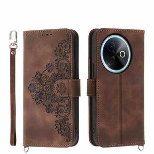 For vivo Y39 5G Skin Feel Flowers Embossed Wallet Leather Phone Case(Brown)