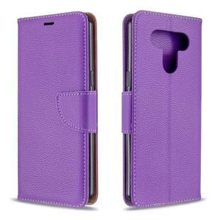 For LG K51 Litchi Texture Pure Color Horizontal Flip PU Leather Case with Holder & Card Slots & Wallet & Lanyard(Purple)