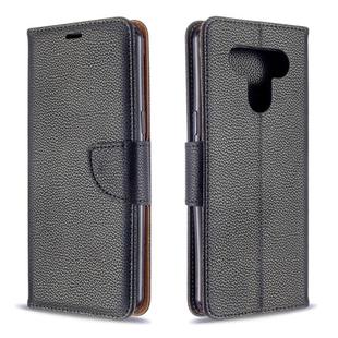 For LG K51 Litchi Texture Pure Color Horizontal Flip PU Leather Case with Holder & Card Slots & Wallet & Lanyard(Black)