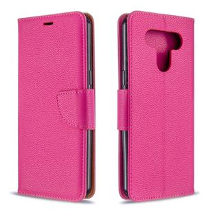 For LG K51 Litchi Texture Pure Color Horizontal Flip PU Leather Case with Holder & Card Slots & Wallet & Lanyard(Rose Red)