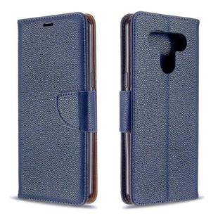 For LG K51 Litchi Texture Pure Color Horizontal Flip PU Leather Case with Holder & Card Slots & Wallet & Lanyard(Dark Blue)