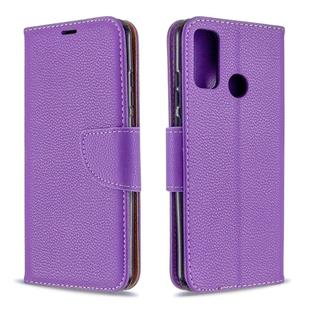 For Huawei P Smart (2020) Litchi Texture Pure Color Horizontal Flip PU Leather Case with Holder & Card Slots & Wallet & Lanyard(Purple)