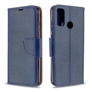 For Huawei P Smart (2020) Litchi Texture Pure Color Horizontal Flip PU Leather Case with Holder & Card Slots & Wallet & Lanyard(Dark Blue)