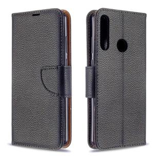 For Huawei Y6P Litchi Texture Pure Color Horizontal Flip PU Leather Case with Holder & Card Slots & Wallet & Lanyard(Black)