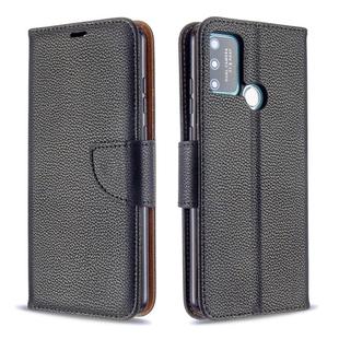 For Huawei Honor 9A Litchi Texture Pure Color Horizontal Flip PU Leather Case with Holder & Card Slots & Wallet & Lanyard(Black)
