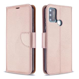 For Huawei Honor 9A Litchi Texture Pure Color Horizontal Flip PU Leather Case with Holder & Card Slots & Wallet & Lanyard(Rose Gold)