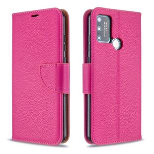 For Huawei Honor 9A Litchi Texture Pure Color Horizontal Flip PU Leather Case with Holder & Card Slots & Wallet & Lanyard(Rose Red)